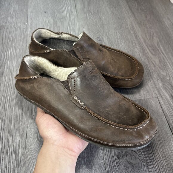 Olukai Moloa Brown Leather Slip On Shoes Men’s Size 9 M Casual Comfort Slippers main image 7